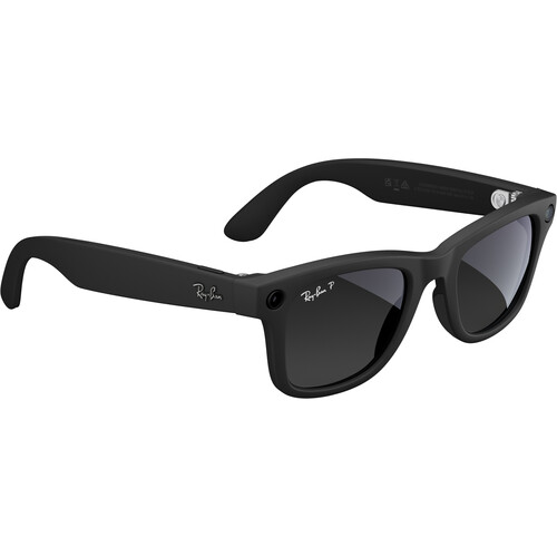 Meta Ray-Ban Wayfarer Glasses with Polarization (Matte Black, Standard, Gen 2)