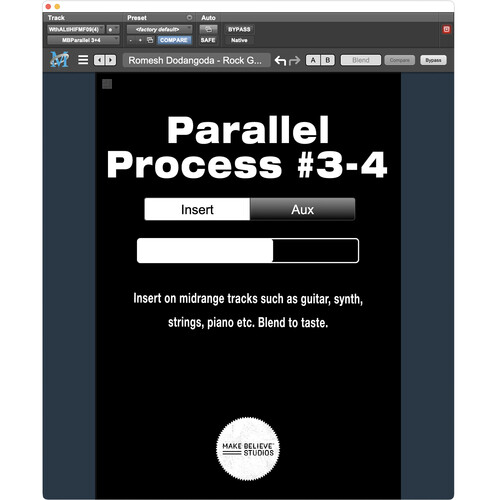 Make Believe Studios Parallel Process #3-4 Guitar / Synth / Strings Blending Plug-In