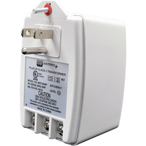 MG Electronics 18 VAC 50VA Class II Power Supply with Screw Terminal Output and Auto-Resetting PTC Fuse