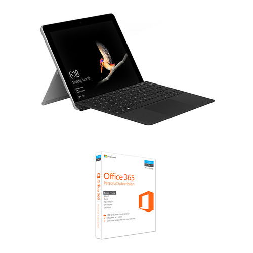 Microsoft Surface Go 10" 128GB Multi-Touch Tablet Kit with Black Surface Go Type Cover & Microsoft Office 365 Personal 1-Year Subscription