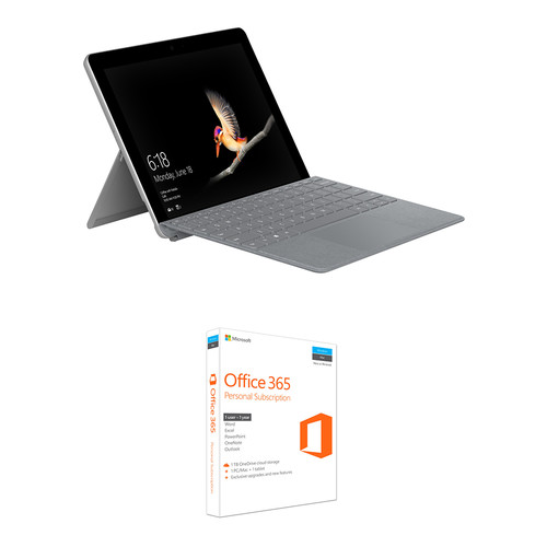 Microsoft Surface Go 10" 128GB Multi-Touch Tablet Kit with Platinum Surface Go Type Cover & Microsoft Office 365 Personal 1-Year Subscription