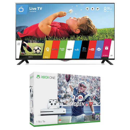 Microsoft Xbox One S Madden NFL 17 Bundle and LG UB8200 Series 49" Class 4K Smart LED TV Kit