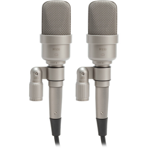 Microtech Gefell M 930 Large-Diaphragm Cardioid Condenser Microphone (Matched Pair, Satin Nickel, KS25 Stereo Rail)