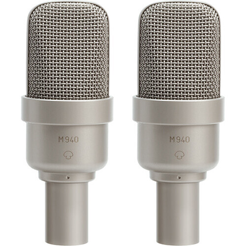 Microtech Gefell M 940 Large-Diaphragm Supercardioid Condenser Microphone (Matched Pair, Satin Nickel, KS25 Stereo Rail)
