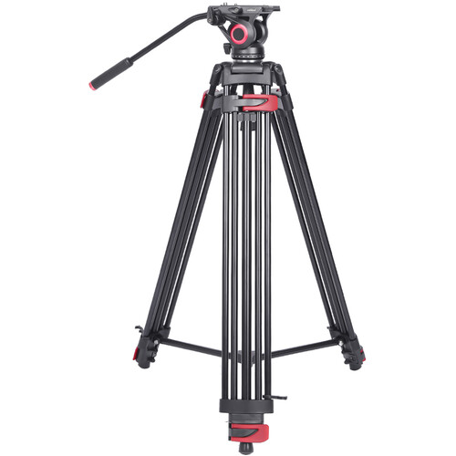 miliboo MTT602A II Aluminum Tripod with MYT802 II Fluid Head and Mid-Level Spreader (Red Buckle)