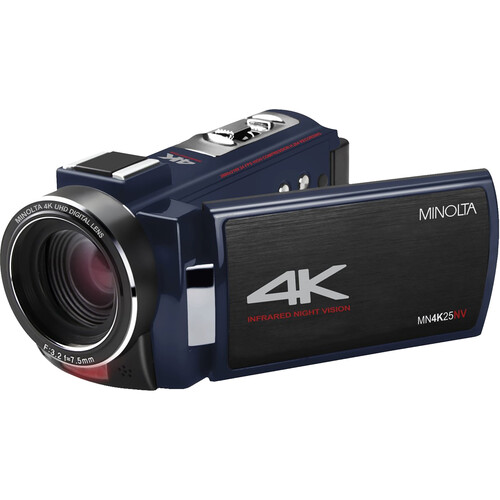Minolta MN4K25NV UHD 4K IR Night Vision Camcorder (Blue)