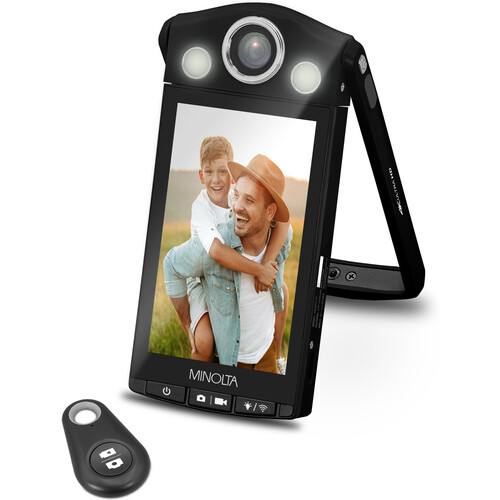 Minolta MN4KFLIP Vlogging Camera with Selfie Stand (Black)
