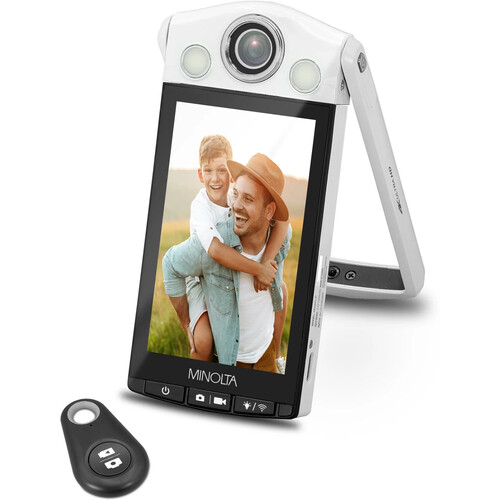 Minolta MN4KFLIP Vlogging Camera with Selfie Stand (White)