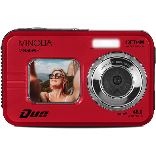 Minolta MN50WP Waterproof Dual Screen Digital Camera (Red)