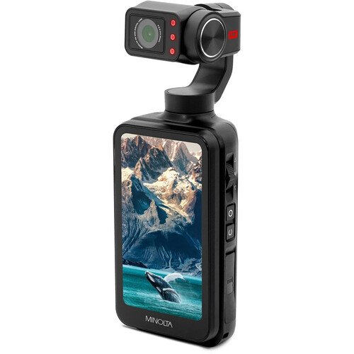 Minolta MN5KG100 UHD 5K 3-Axis Motorized Gimbal Lens Pocket Camcorder