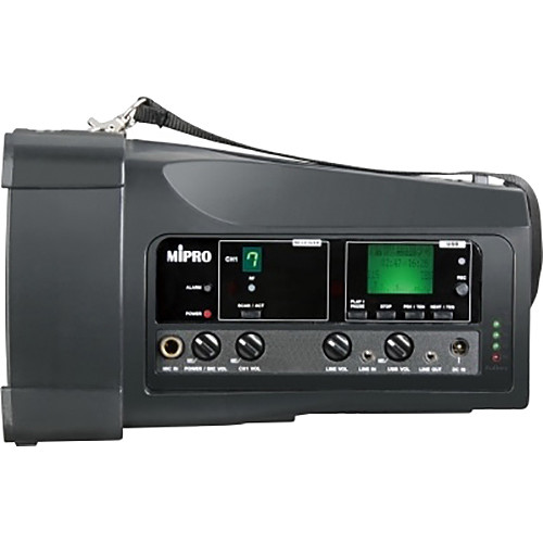 MIPRO MA-100su Single Channel Portable Rechargeable Wireless PA System With USB Player/Recorder (668 to 692 MHz, Black)