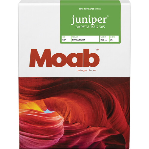 Moab Juniper Baryta Rag 305 Paper (5 x 7", 25 Sheets)
