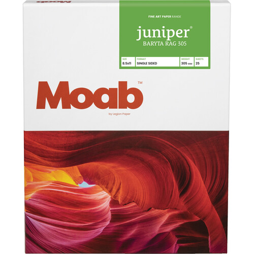 Moab Juniper Baryta Rag 305 Paper (8.5 x 11", 25 Sheets)