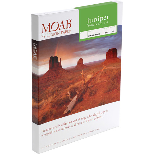 Moab Juniper Baryta Rag 305 Paper (A2 16.5 x 23.4", 25 Sheets)