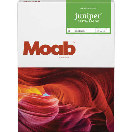 Moab Juniper Baryta Rag 305 Paper (A4 8.3 x 11.7", 25 Sheets)
