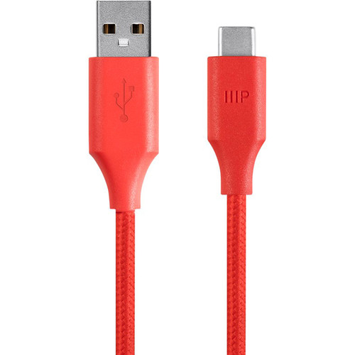 Monoprice USB 2.0 Type-C Male to Type-A Male Palette Series Cable (6', Red)