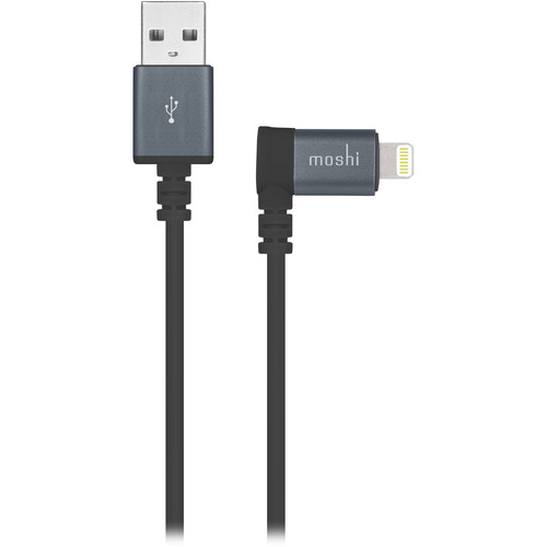 Moshi USB Type-A Male to Angled Lightning Male Cable (5', Black)
