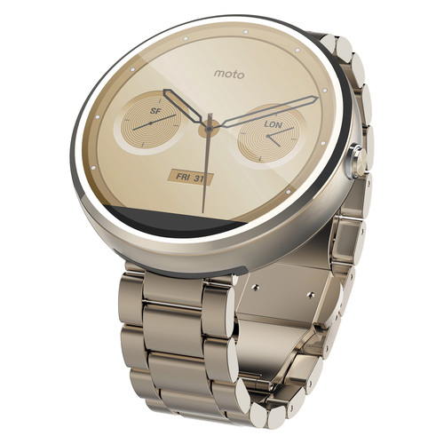 Moto 360 Smartwatch (Champagne Finish, Champagne Stainless Steel Band, Slim Fit)