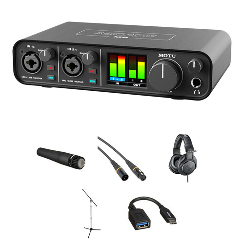 MOTU M2 USB-C Audio/MIDI Interface with Guitar Recording Kit