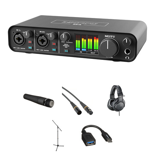 MOTU M4 USB-C Audio/MIDI Interface with Guitar Recording Kit