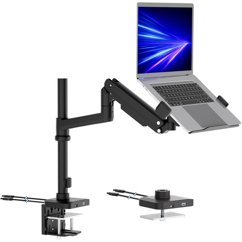 Mount-It! Laptop Mount with Pole and Gas Spring Arm for Desktops