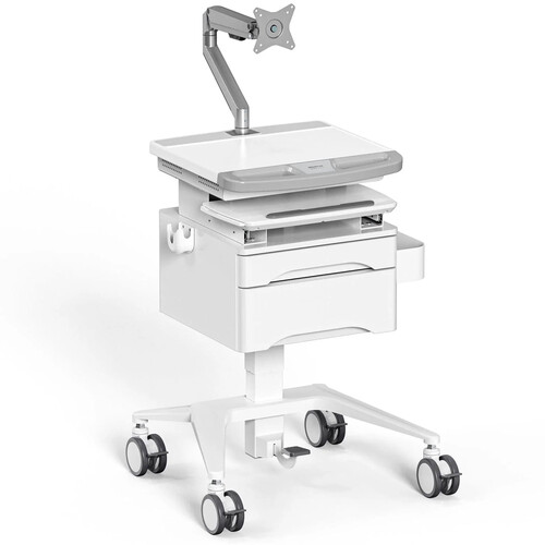 Mount-It! MedHub Mobile Workstation with 2 Drawers and Monitor Arm
