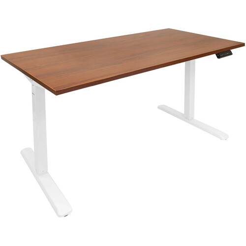 Mount-It! Electric Sit-Stand Desk with 55" Tabletop (White Frame, Brown Tabletop)