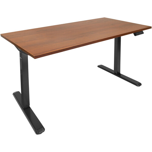 Mount-It! Electric Sit-Stand Desk with 55" Tabletop (Black Frame, Hazelnut Tabletop)