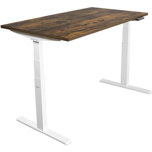 Mount-It! Ultimate Dual Motor Electric Standing Desk with 55" Tabletop (White Frame, Oak Tabletop)