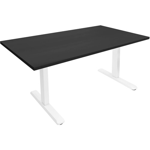 Mount-It! Electric Sit-Stand Desk with 55" Tabletop (White Frame, Black Tabletop)