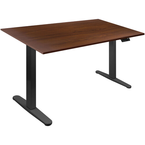 Mount-It! Dual Motor Electric Standing Desk with 55" Tabletop (Black Frame, Brown Top)