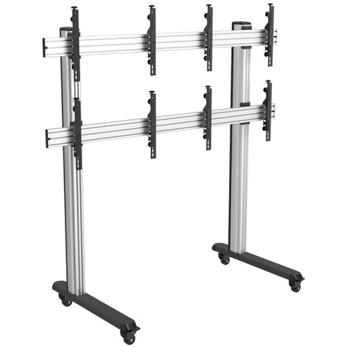 Mount-It! PRO 2 x 2 Quad-Screen Video Wall Stand with Locking Casters