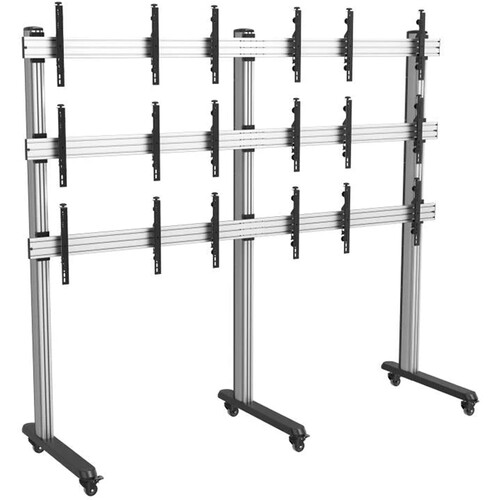 Mount-It! PRO 3 x 3 Nine-Display Stand with Locking Casters