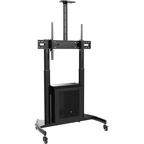 Mount-It! PRO Large Screen Height-Adjustable AV Cart with Cabinet