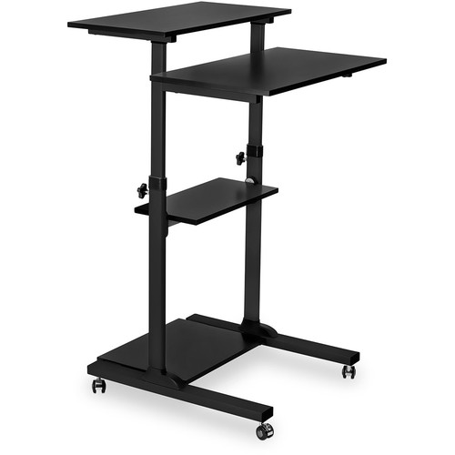 Mount-It! Height-Adjustable Rolling Stand-Up Desk (Silver)