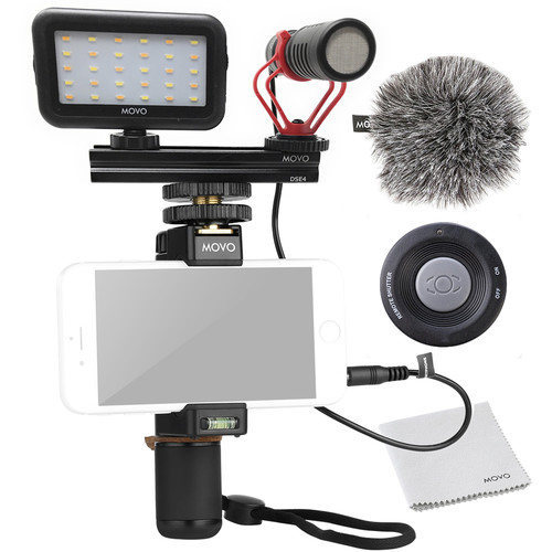 Movo Photo Smartphone Video Kit V1 with Rig, Light & Shotgun Microphone