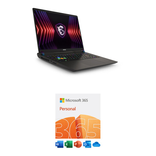 MSI 16" Vector 16 HX Gaming Laptop Kit with Microsoft 365 Personal 1-User, 1-Year License