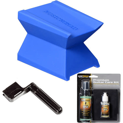 MusicNomad Premium Guitar Care Essentials Kit with Cleaner/Polish, Oil, Neck Cradle, and String Winder