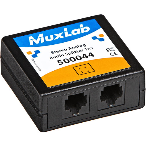 MuxLab 500044 1 x 3 RJ45 Stereo Analog Audio Splitter over CAT5/5e/6 for Audio Balun and Audio Matrix Switcher System