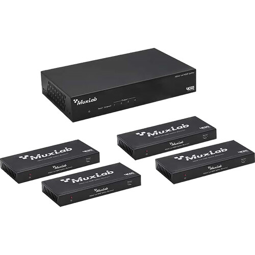 MuxLab 1x4 4K HDMI over HDBaseT Splitter/Extender Kit (394')