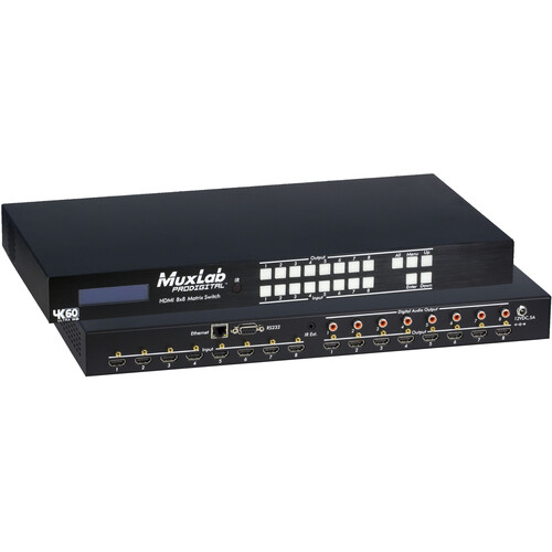 MuxLab 4K60 HDMI 8 x 8 Matrix Switcher with US Power 500443-US