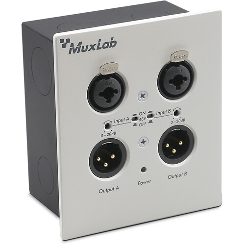 MuxLab Dante 2-Channel XLR Wall Plate (White)