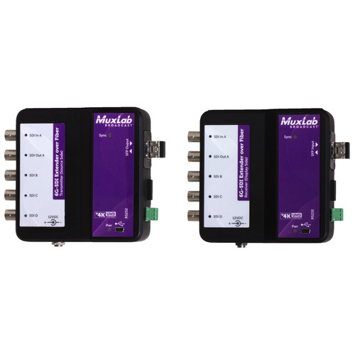 MuxLab 6G-SDI Extender over Fiber Optic with Return Channel (Up to 1300')