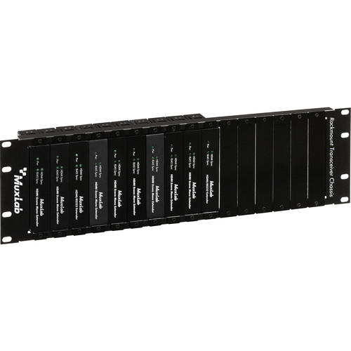 MuxLab 16-Port Rackmount Transceiver Chassis (Black)