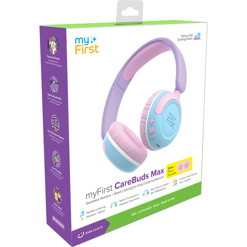 myFirst Carebuds Max On-Ear Headphones for Kids (Cotton Candy)