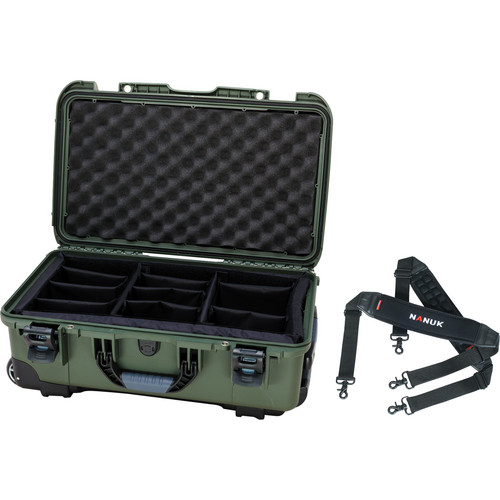 Nanuk Protective 935 Case with Padded Dividers & Shoulder Strap (Olive)