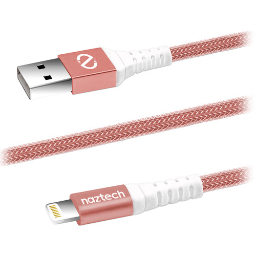 Naztech USB 2.0 Type-A to Lightning Charge & Sync Cable (4', Rose Gold)