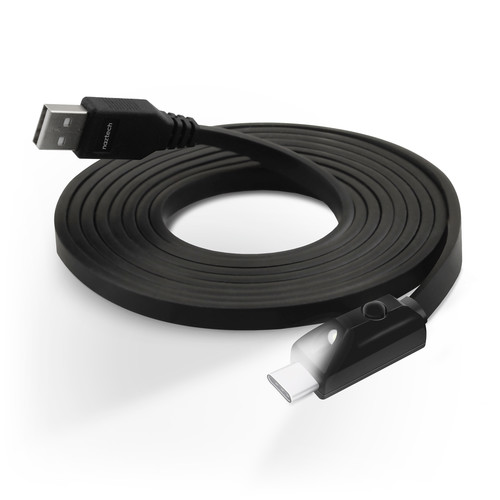 Naztech USB Type-C to Type-A Charge/Sync Cable with LED Light (6', Black)
