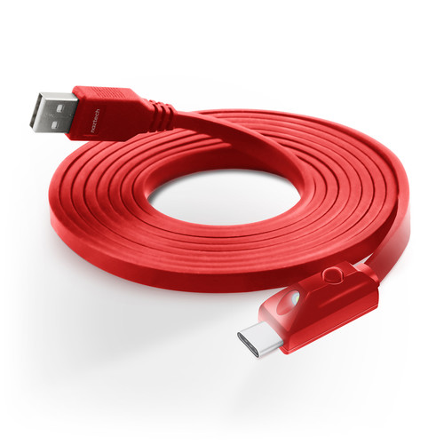 Naztech USB Type-C to Type-A Charge/Sync Cable with LED Light (6', Red)