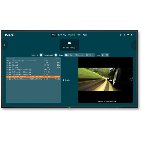NEC C751Q 75"-Class 4K UHD Commercial IPS LED Display with Integrated SoC Media Player